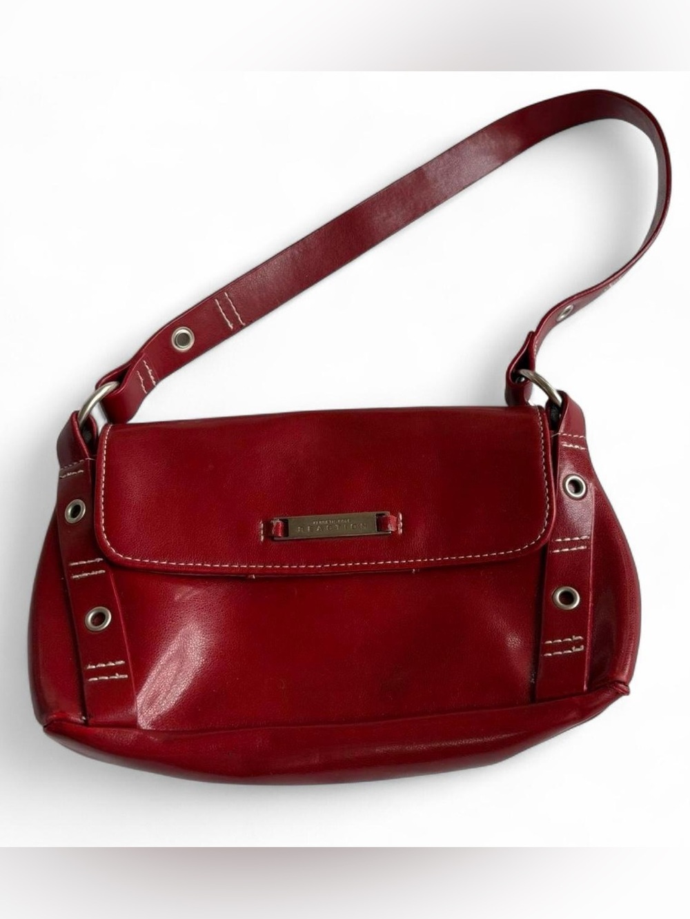 Kenneth Cole Reaction Y2K Cherry Red Faux Leather Mini Purse with Silver Details